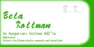 bela kollman business card